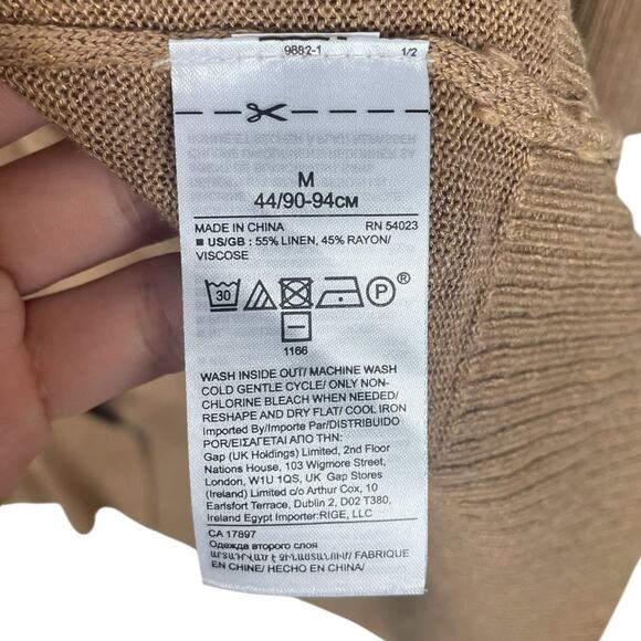 Banana Republic Linen Blend Long Line Cardigan Minimalist Quiet Luxury Sz Medium - Picture 10 of 11